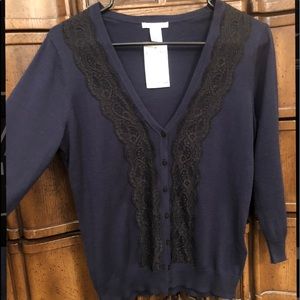 H&M Navy & Lace Cardigan